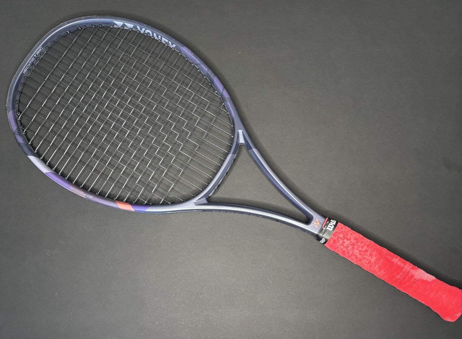 Purple Yonex Percept 97 full racket view